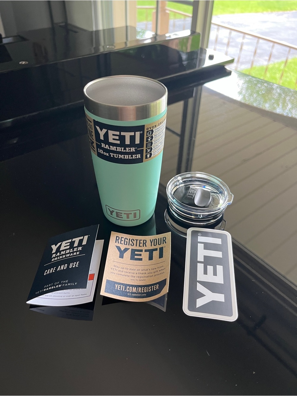 NEW Yeti 10oz Rambler Tumbler Seafoam green blue mug cup magslider RETIRED!